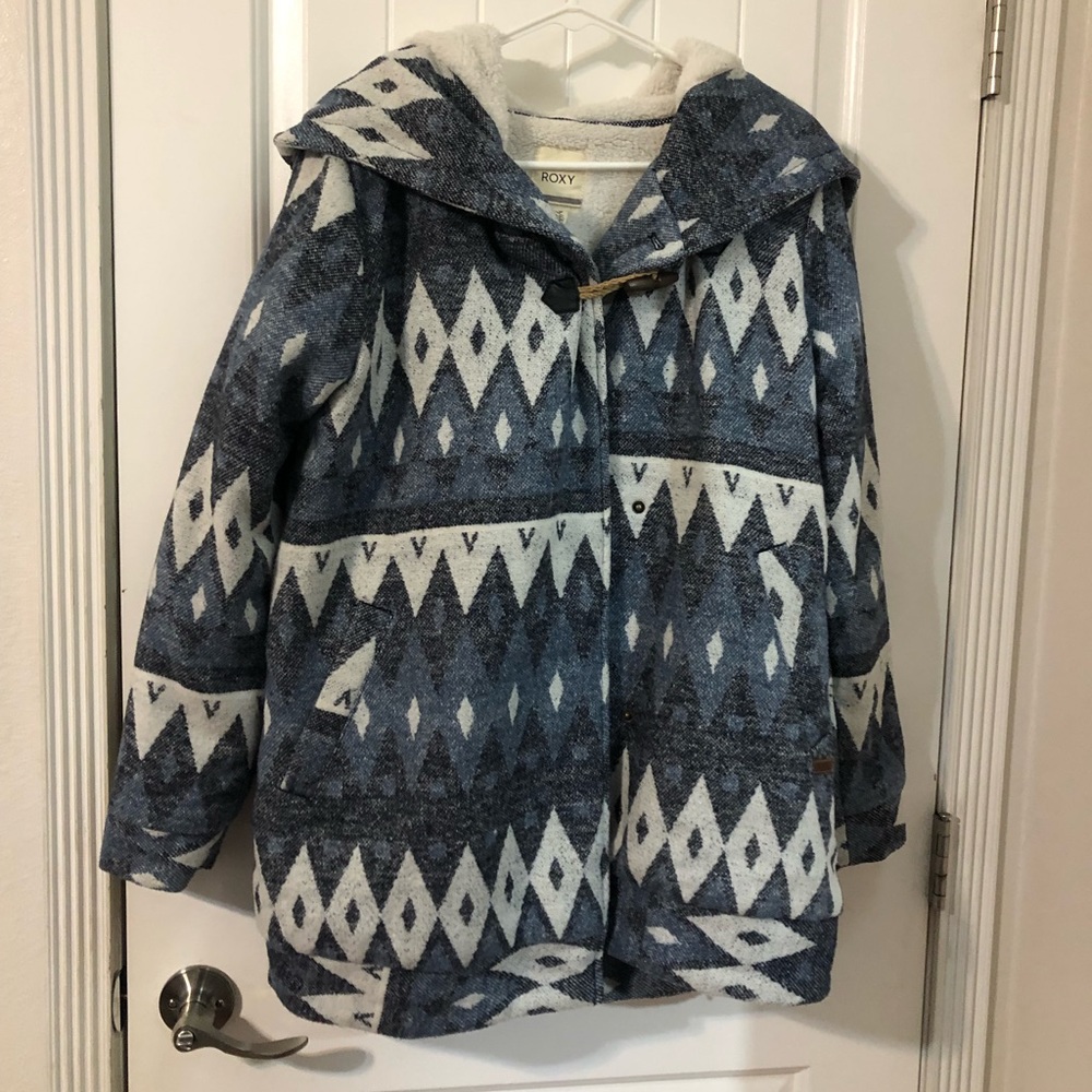 Roxy tribal winter jacket with Sherpa lining.